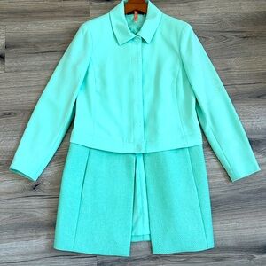 Per Se Carlisle Designer Mint Green Convertable Coat to Cropped Blazer| Size 4